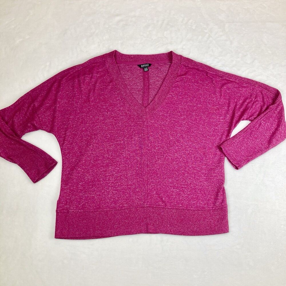 BUFFALO DAVID BITTON Sweater Women’s Size XL Heather Pink Long Sleeve V Neck